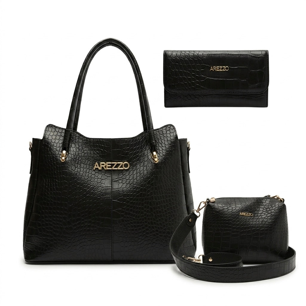 Kit Arezzo Croco Gold 3 em 1