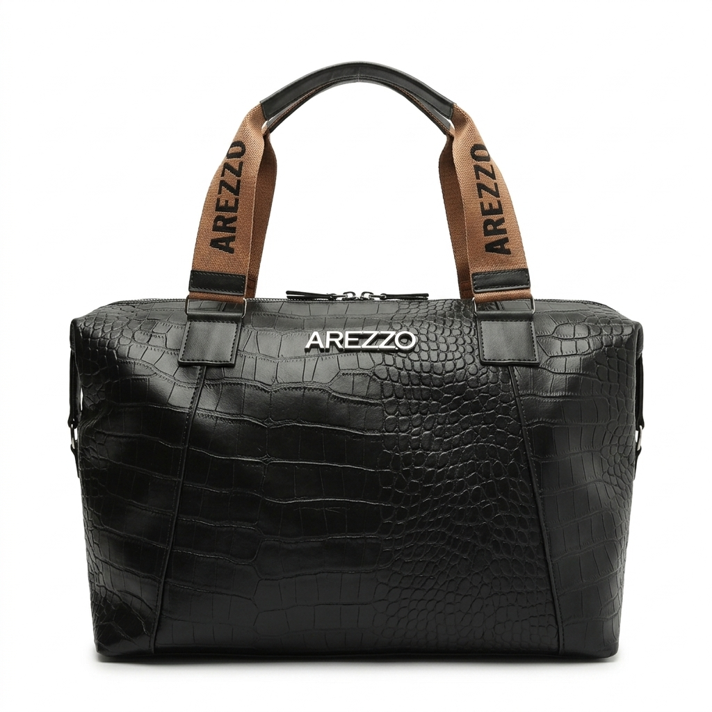 Bolsa AREZZO de Couro Crocodilo e Alça Logotipada