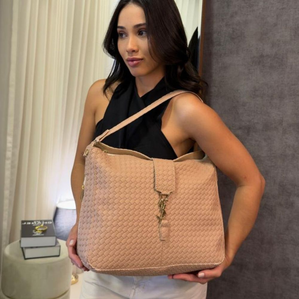 Bolsa Hobo YSL em Couro Trançado