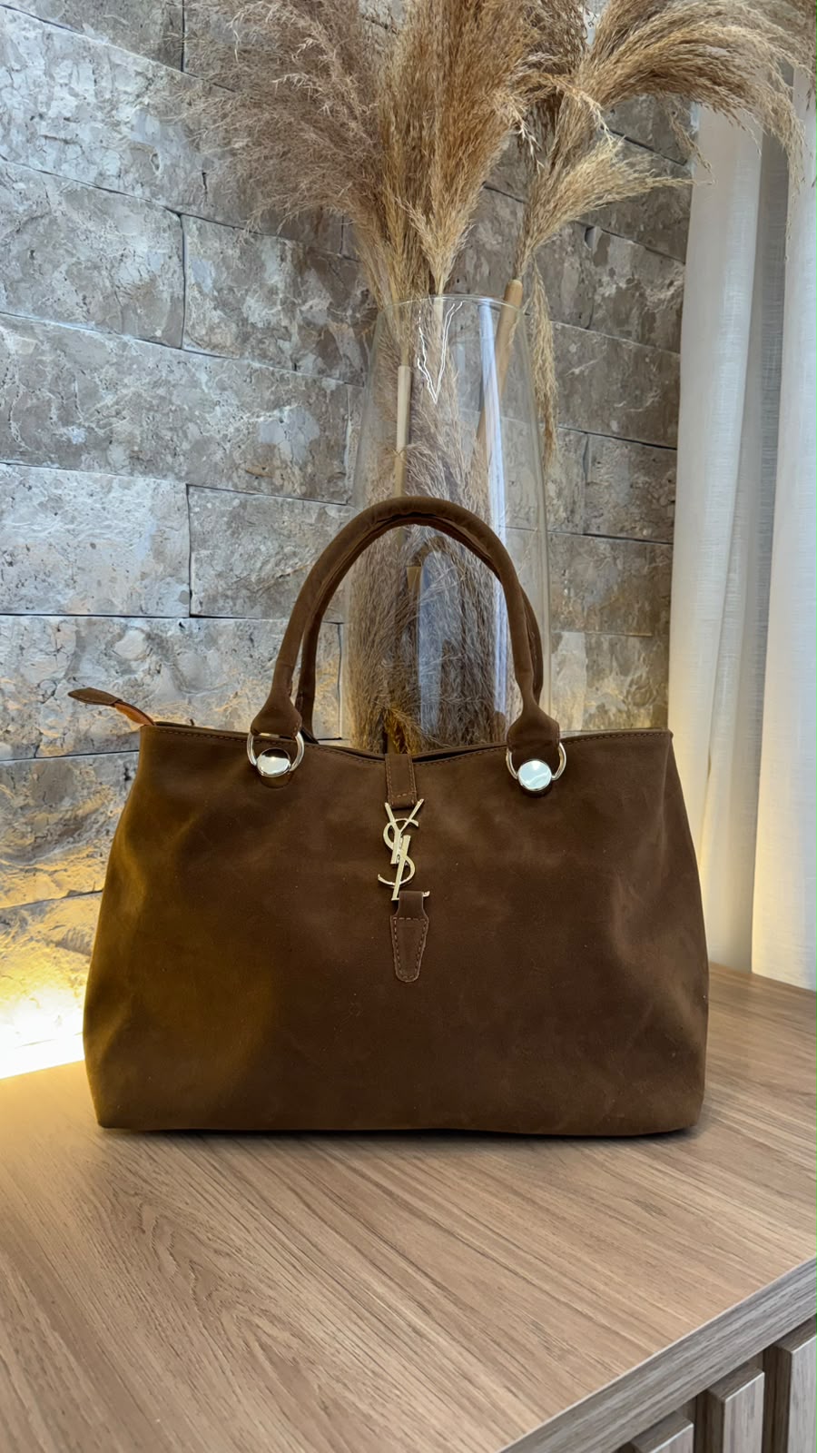 Bolsa Tote YSL em Camurça