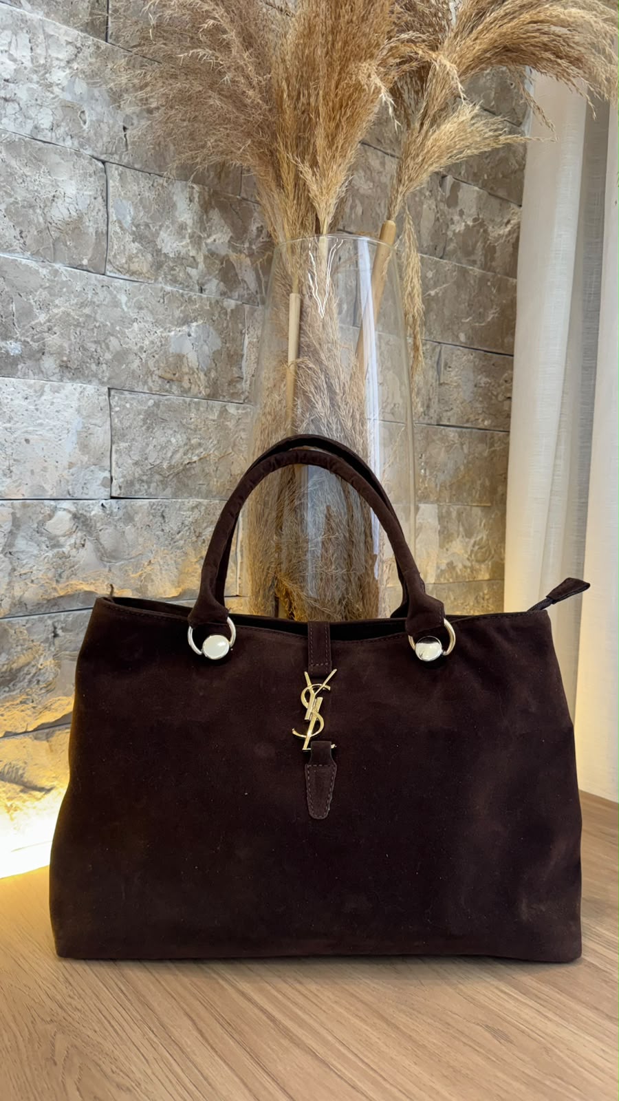 Bolsa Tote YSL em Camurça