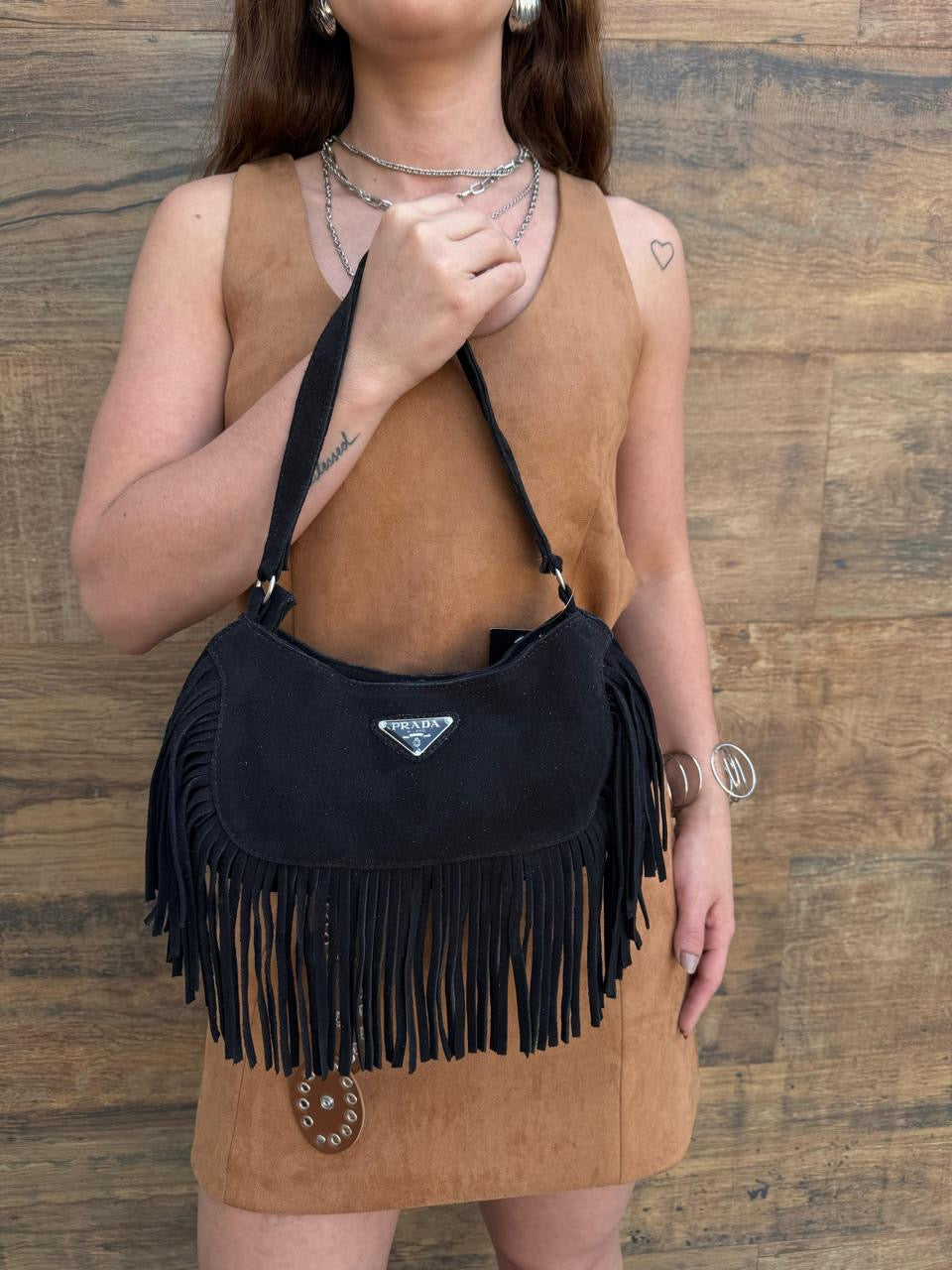 Bolsa Prada Suede com Franjas