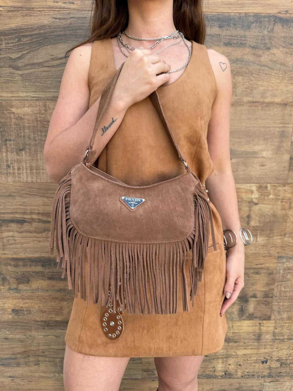 Bolsa Prada Suede com Franjas