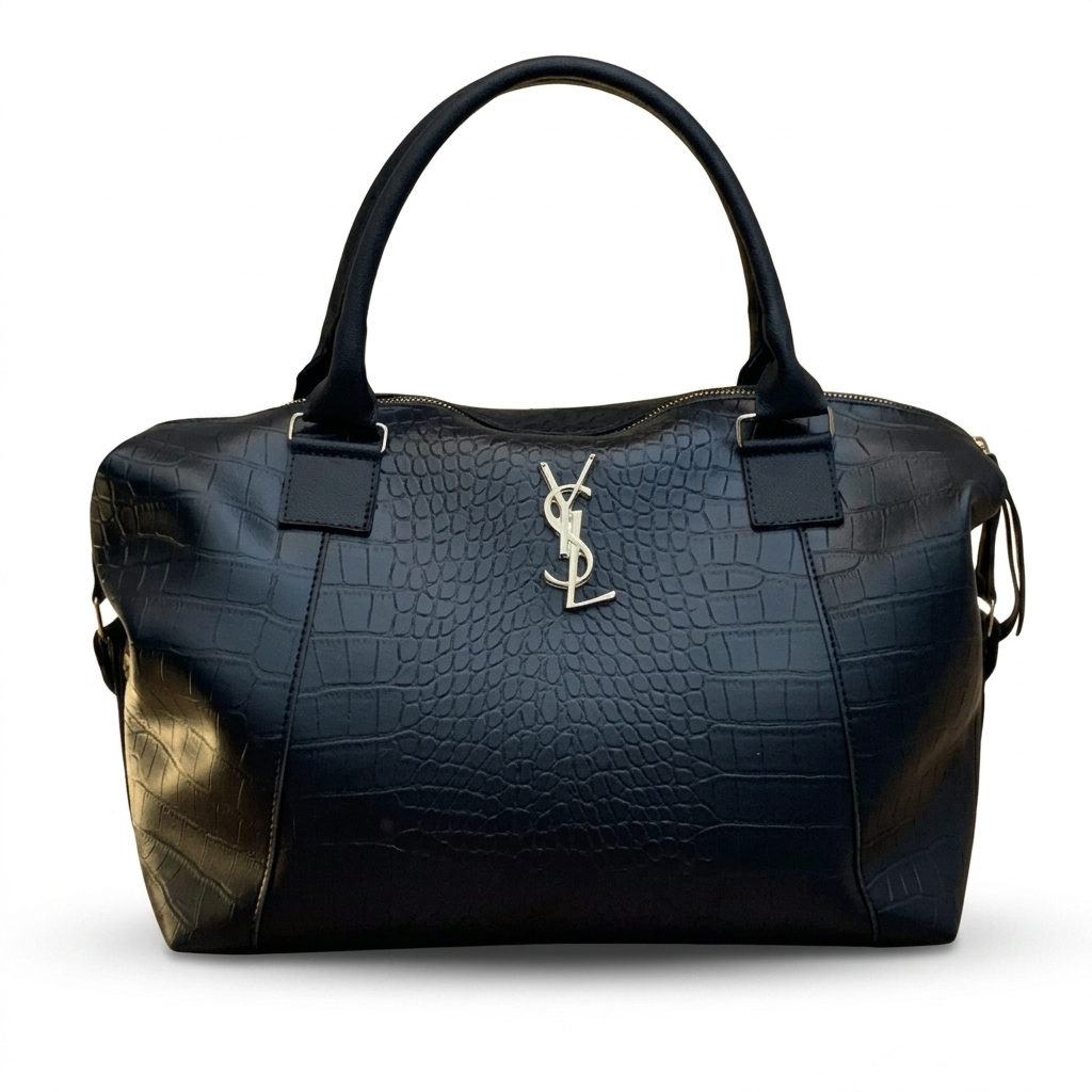 Bolsa Baú YSL em Couro Croco