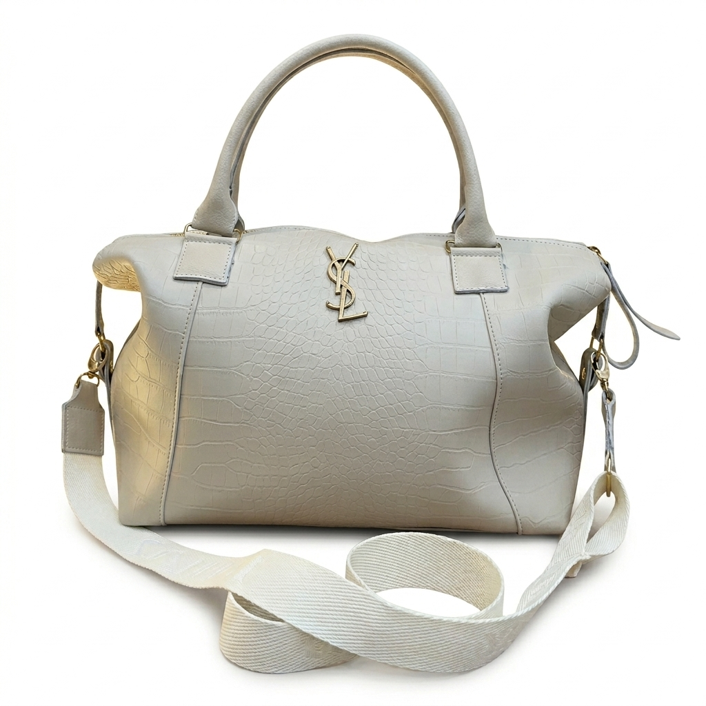 Bolsa Baú YSL em Couro Croco