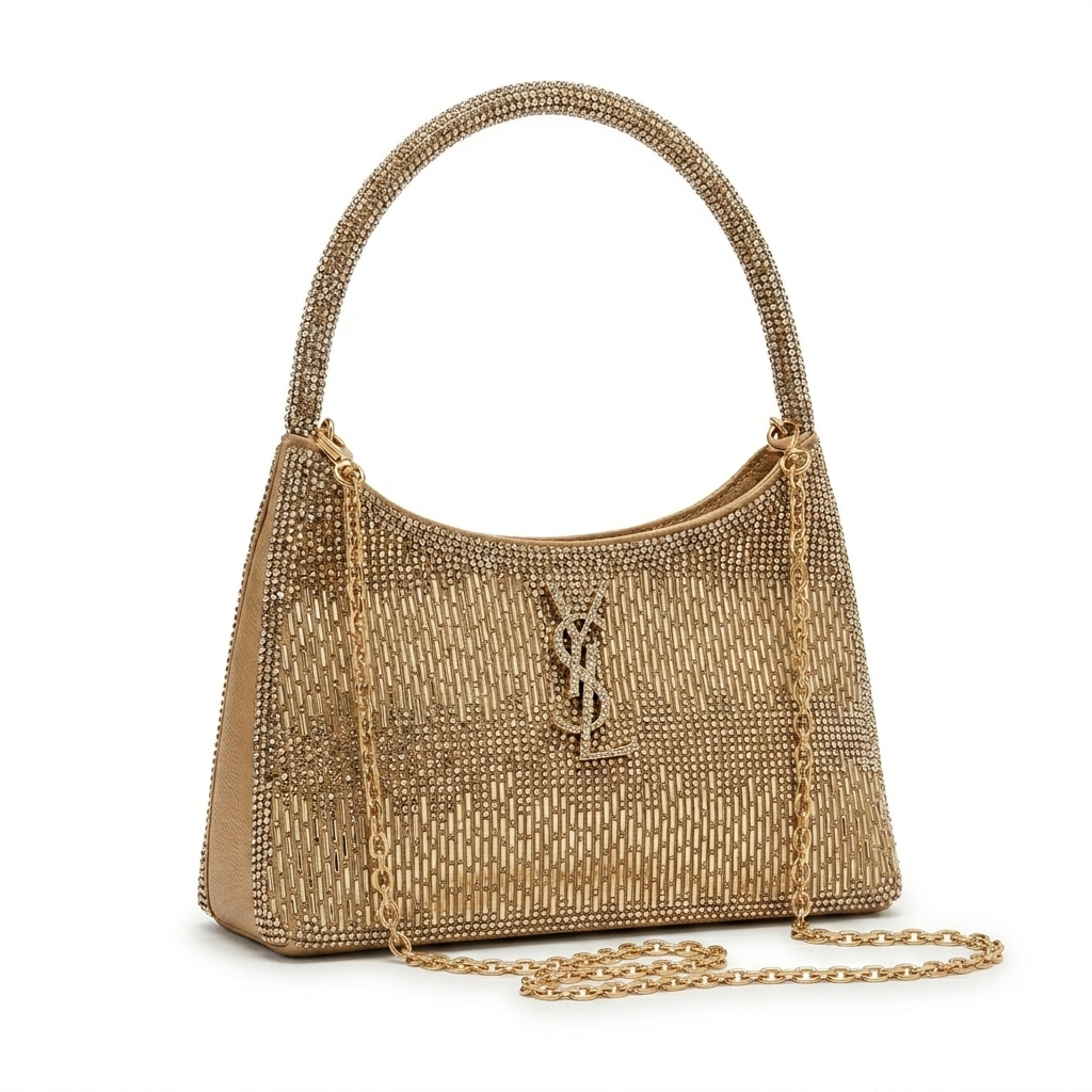 Bolsa Baguete YSL com Strass