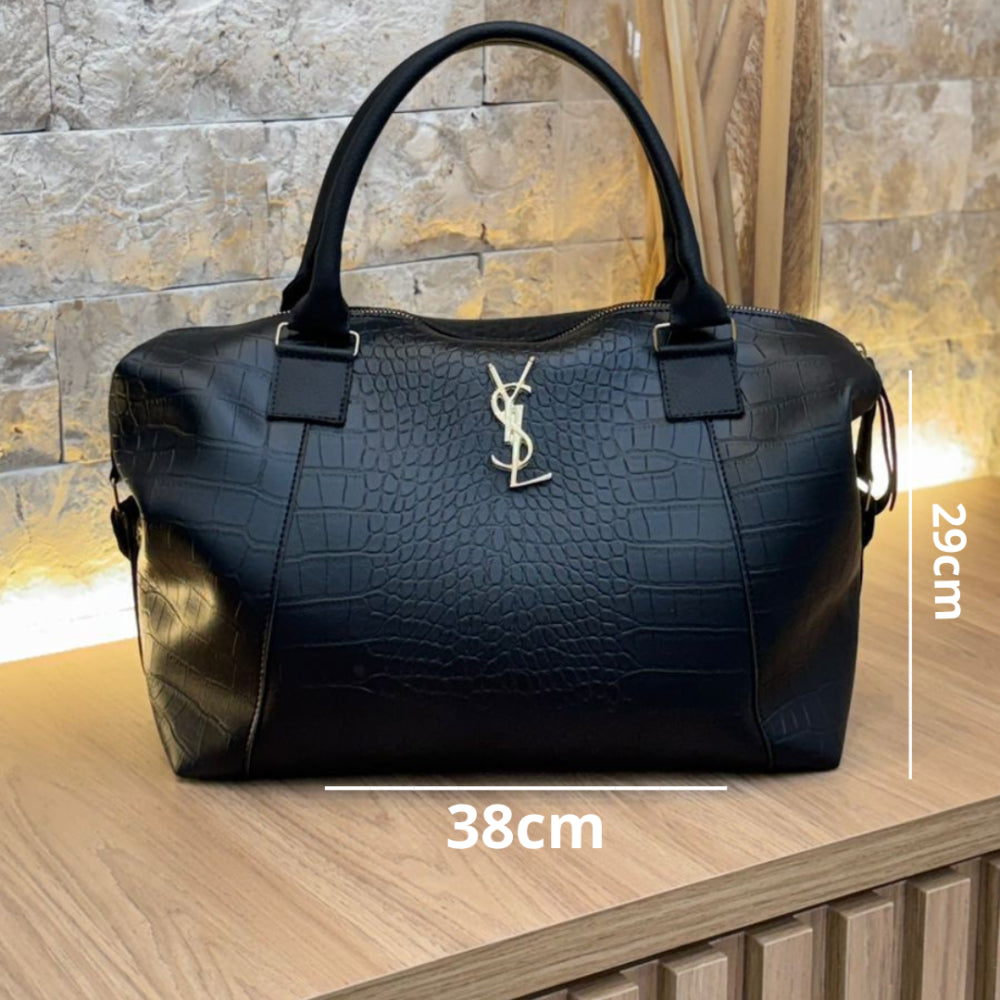 Bolsa Baú YSL em Couro Croco