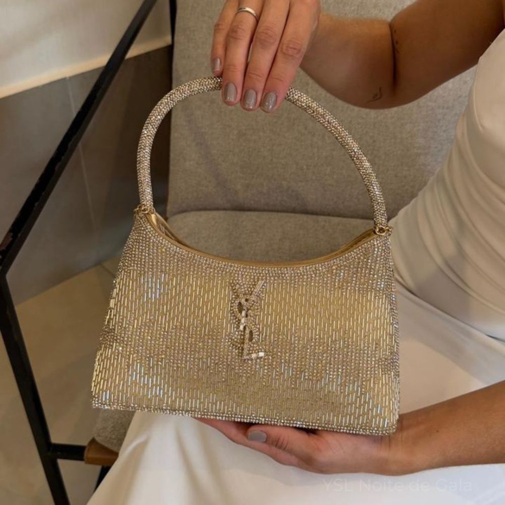 Bolsa Baguete YSL com Strass