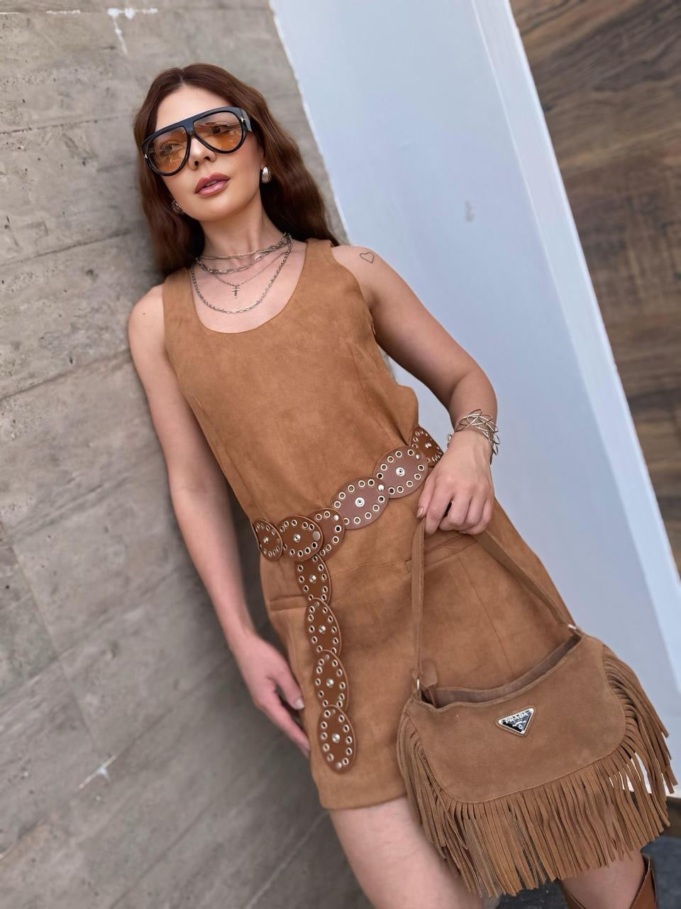 Bolsa Prada Suede com Franjas