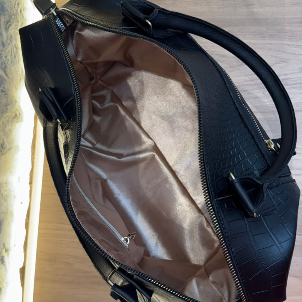 Bolsa Baú YSL em Couro Croco