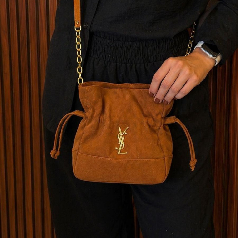 Bolsa Saco YSL em Camurça