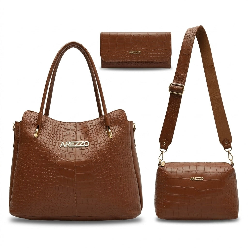 Kit Arezzo Croco Gold 3 em 1