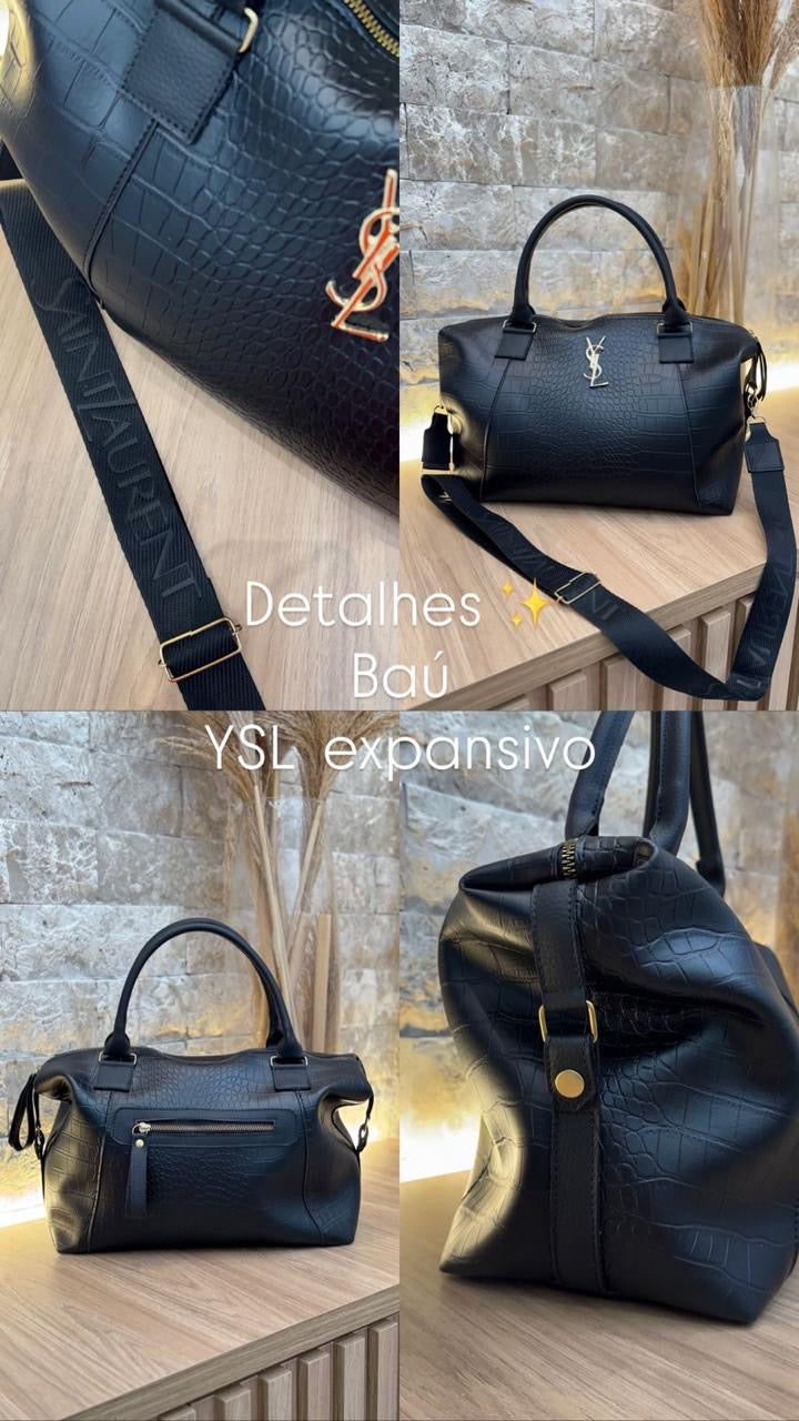 Bolsa Baú YSL Santorini em Couro Croco