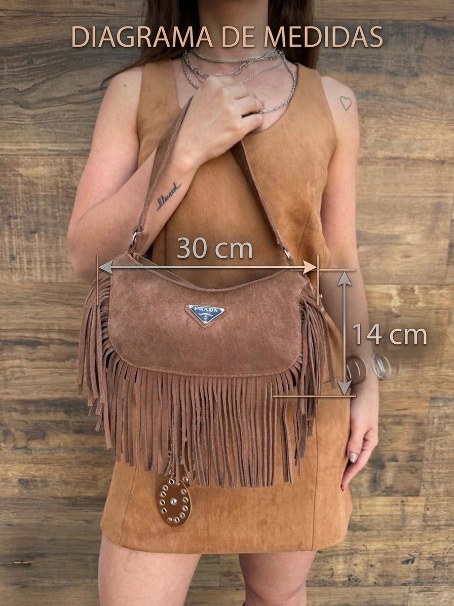 Bolsa Country Prada Camurça com Franjas