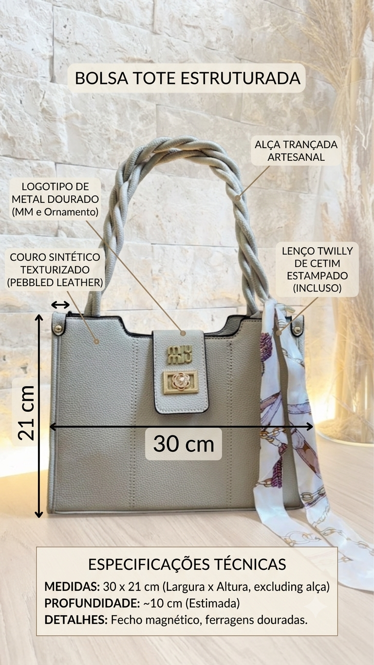Bolsa Tote Paris Miu Miu com Alça Trançada e Lenço