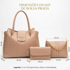 Kit Prada Elegance 3 em 1 – Bolsa Transversal, Bolsa de Ombro e Carteira Texturizada