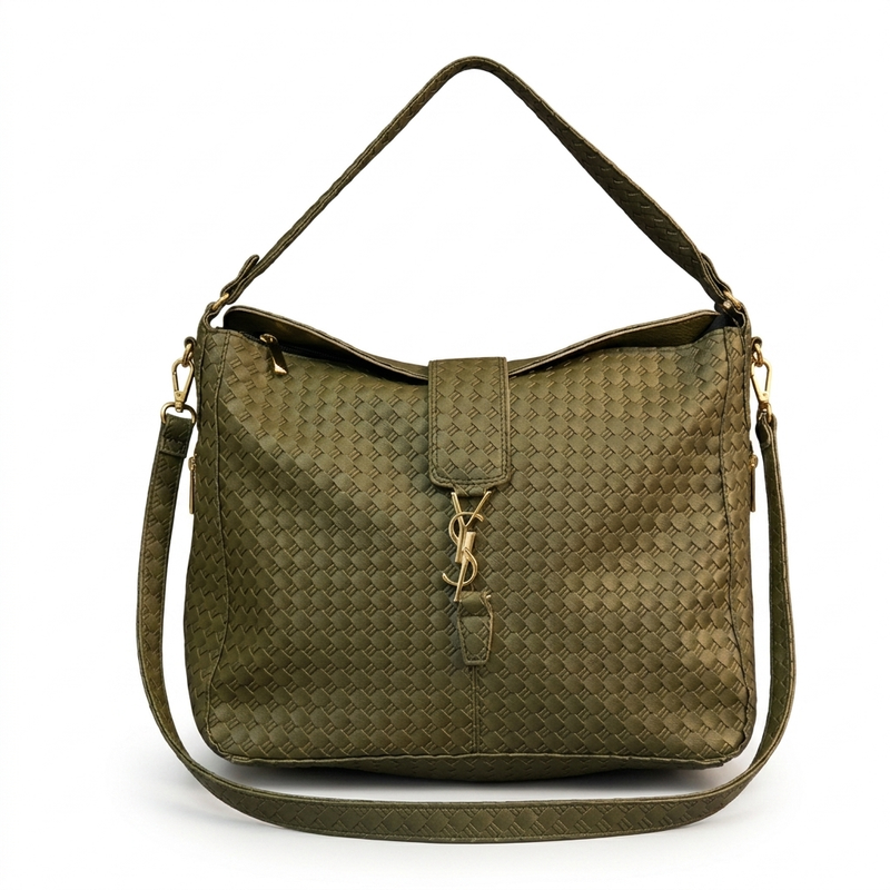 Bolsa Hobo YSL em Couro Trançado