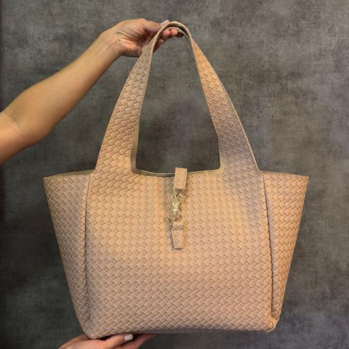 Bolsa Tote Grande YSL em Couro Trançado