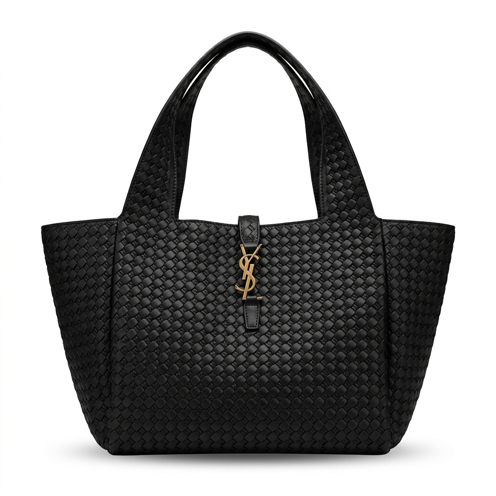 Bolsa Tote Grande YSL em Couro Trançado