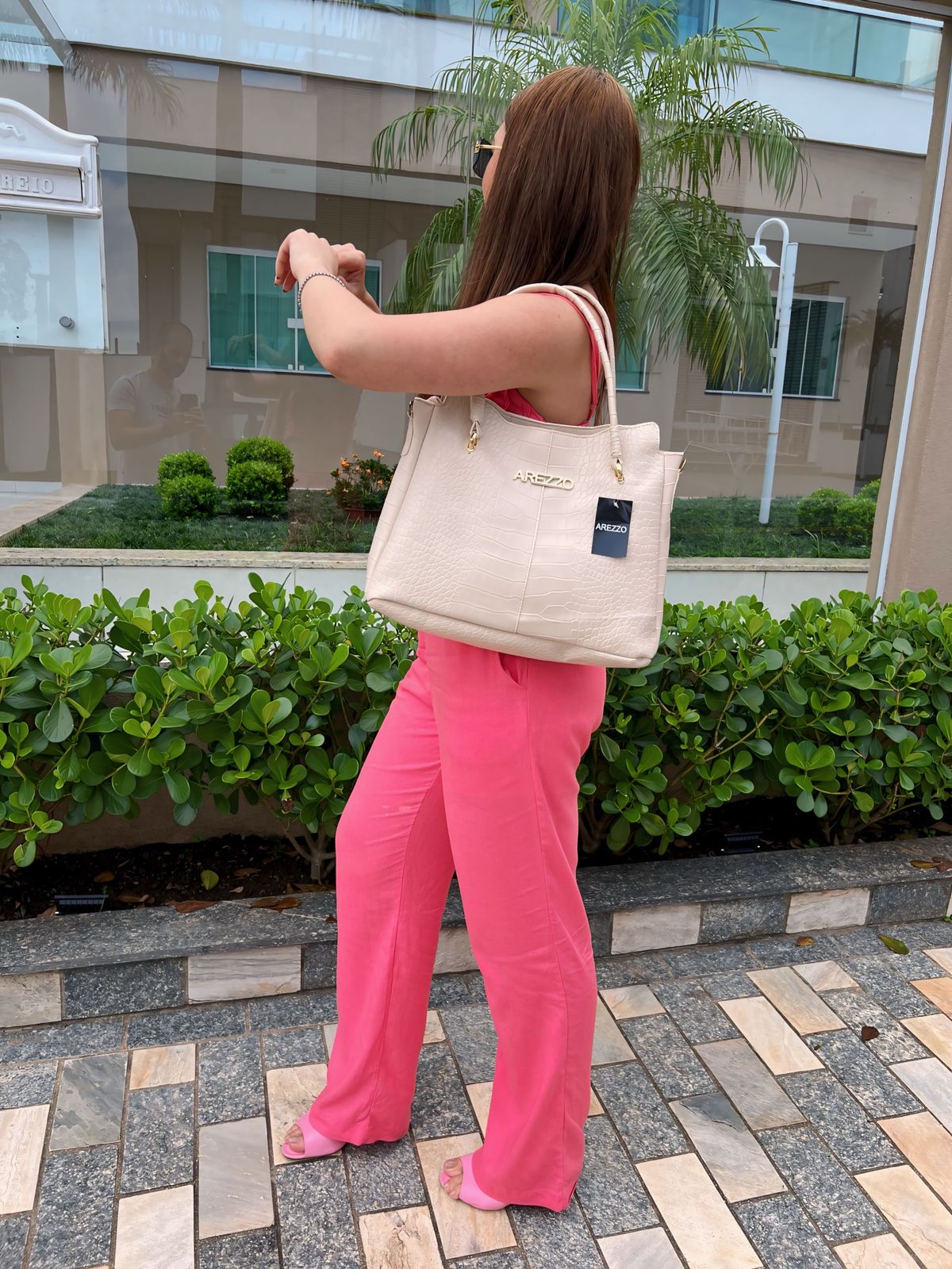 Kit Arezzo Croco 3 em 1 - Bolsa Tote, Bolsa Transversal e Carteira