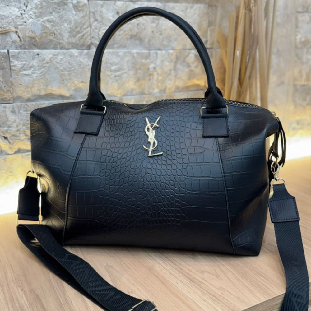 Bolsa Baú YSL em Couro Croco